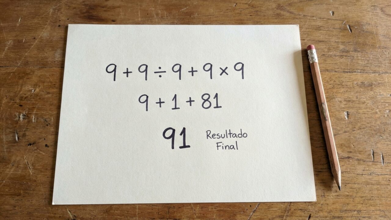 Quanto é 9 + 9 ÷ 9 + 9 × 9? A conta parece fácil, mas muita gente erra ao resolver na ordem em que aparece