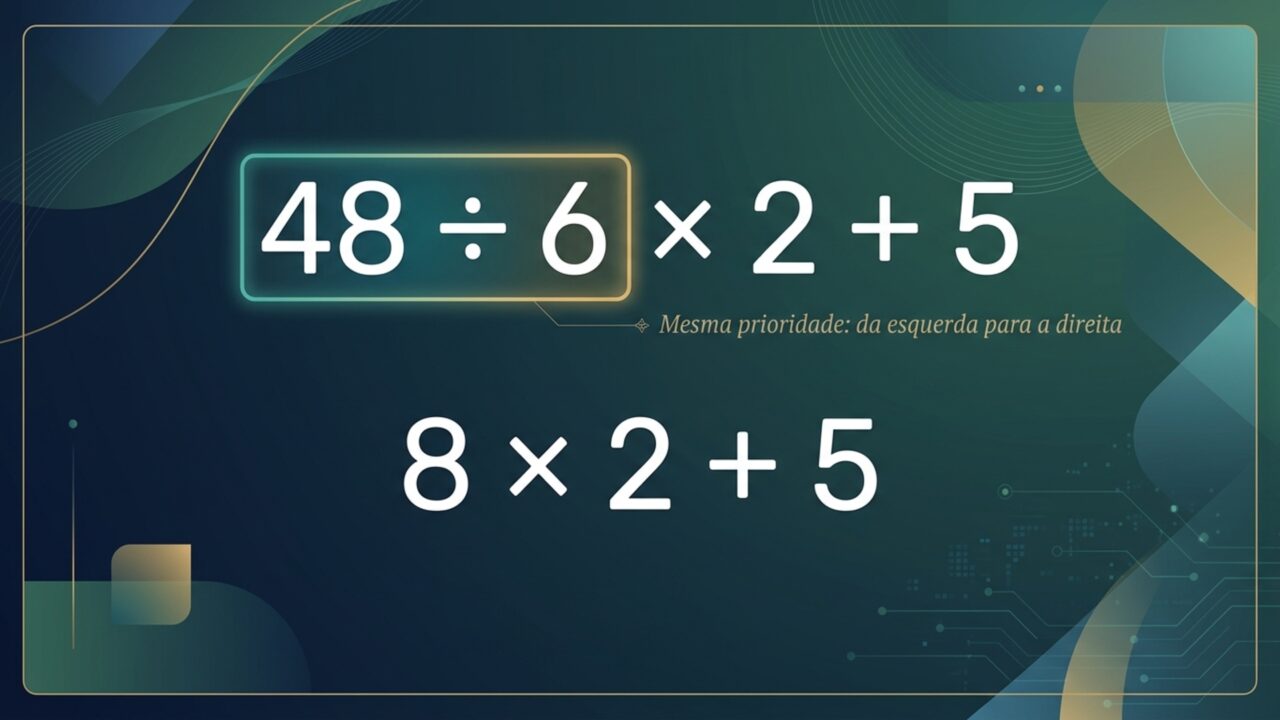 Resolva 48 ÷ 6 × 2 + 5 e descubra se você ainda lembra a ordem certa das operações