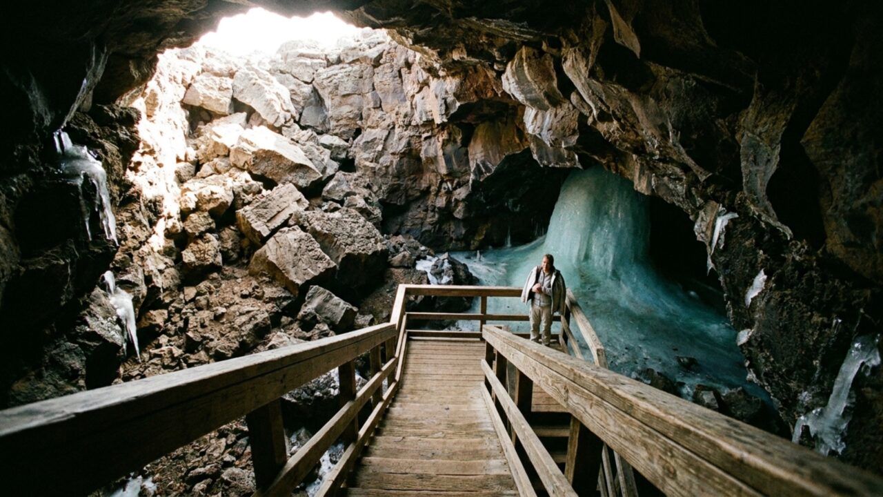 Uma caverna congelada a -0,6 °C que não derrete sob o calor do deserto e esconde camadas de gelo de até 6 metros de espessura