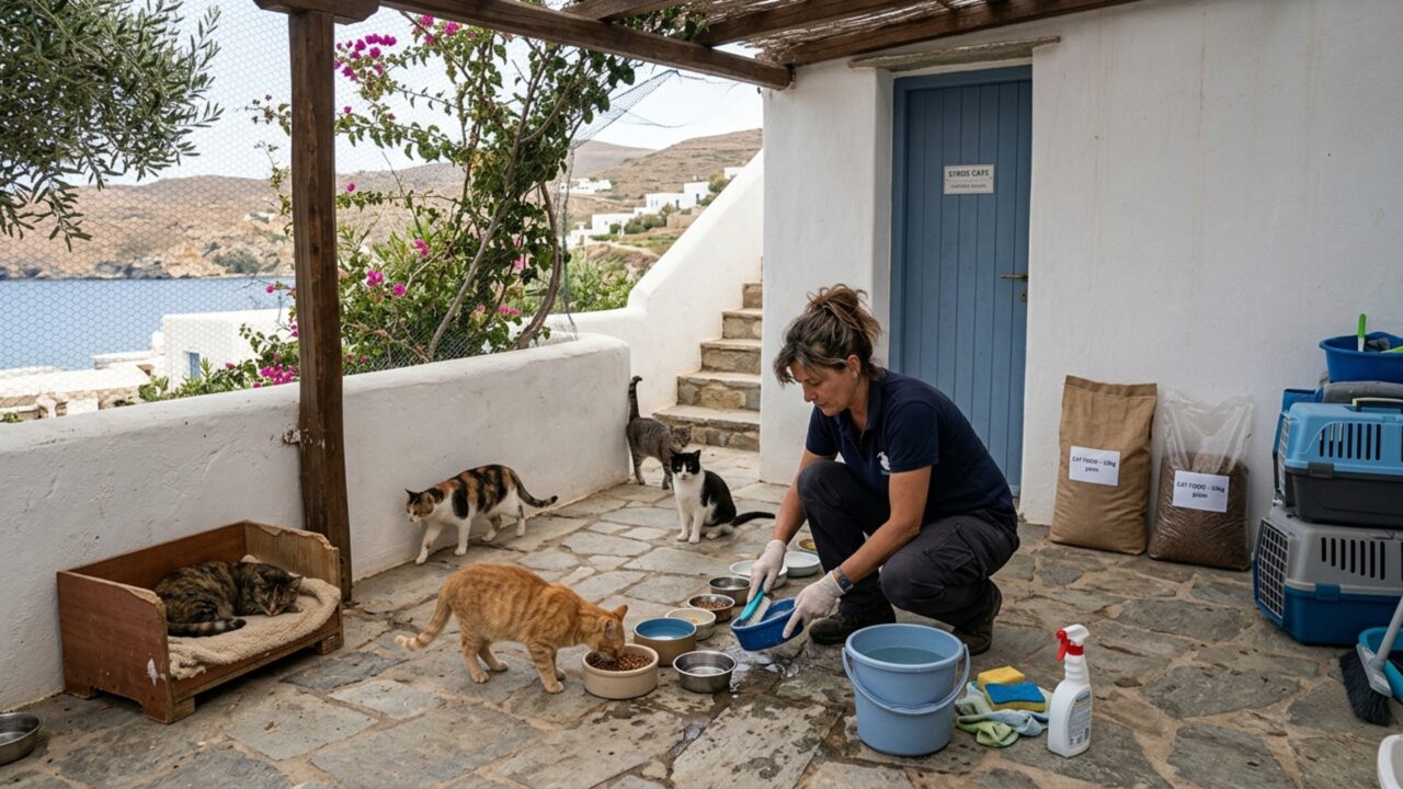 Eles estão procurando voluntários para viver de graça em uma ilha grega em troca de dedicarem cinco horas por dia a cuidar de gatos abandonados