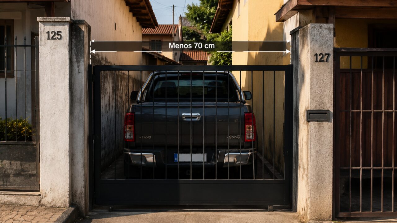 Família divide entrada de garagem com vizinho durante 18 anos e novo proprietário instala portão que impede manobra de veículos maiores