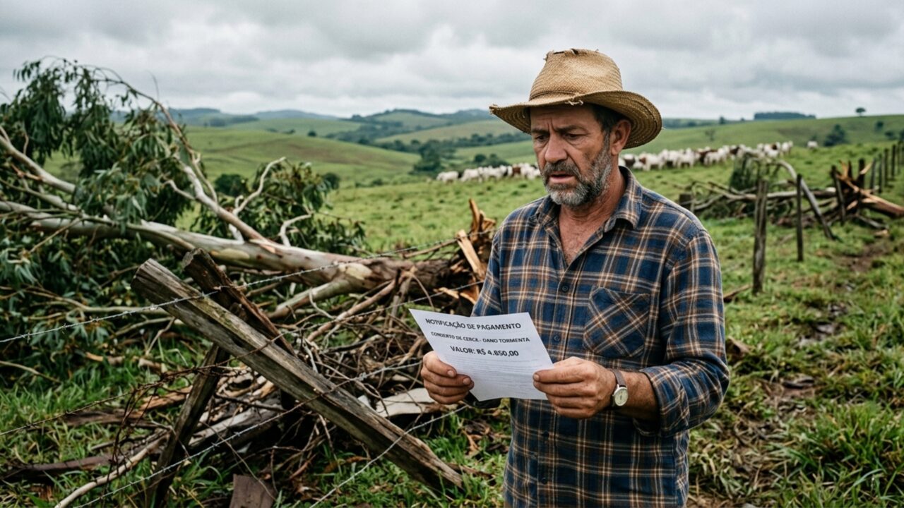 Gado escapa por cerca derrubada durante temporal, invade rodovia e agricultor recebe cobrança pelos prejuízos de acidente ocorrido durante a madrugada