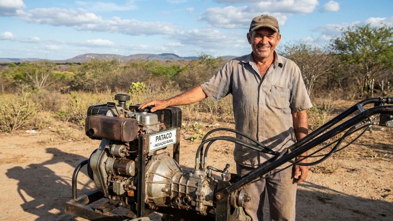 Um inventor do interior do Rio Grande do Norte recolheu peças que seriam descartadas, montou um microtrator de baixo custo e colocou a máquina entre as 20 premiadas de um concurso com 242 inscritos