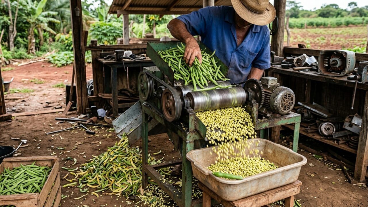Um agricultor familiar de Roraima construiu no galpão de casa uma máquina para debulhar feijão verde, inscreveu o invento num concurso nacional com 242 concorrentes, ficou entre os 20 premiados, e voltou para casa com R$ 10 mil