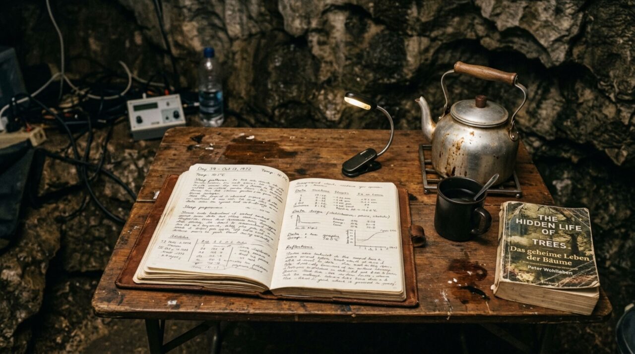 Os objetos de uso pessoal e de registro durante os 500 dias de isolamento na caverna