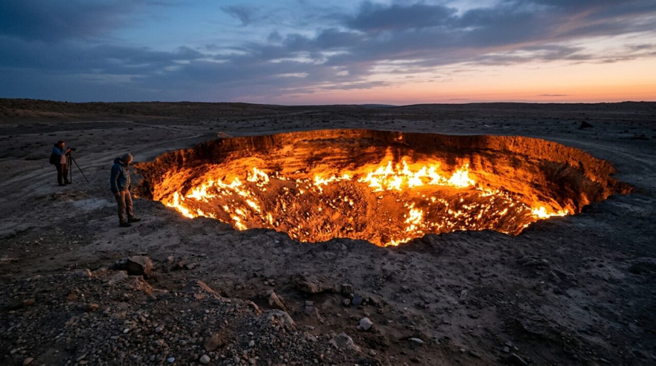 O poço de fogo com 70 metros de largura que queima há décadas no meio do deserto e resiste às tentativas de apagá-lo