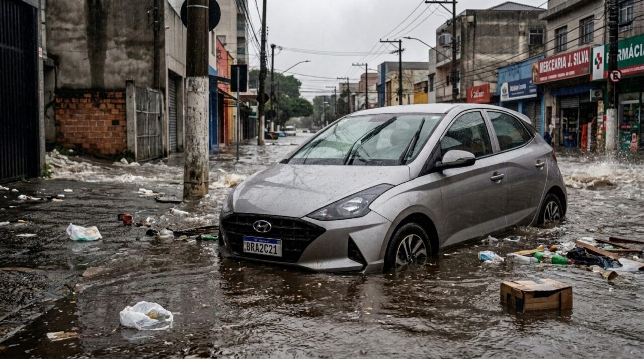 Motorista de app tem carro alagado na enchente, seguradora aprova o sinistro mas oferece R$ 22 mil por veículo que vale R$ 48 mil na tabela Fipe, dono recusa e descobre que tem prazo de 15 dias para contestar antes de perder o direito