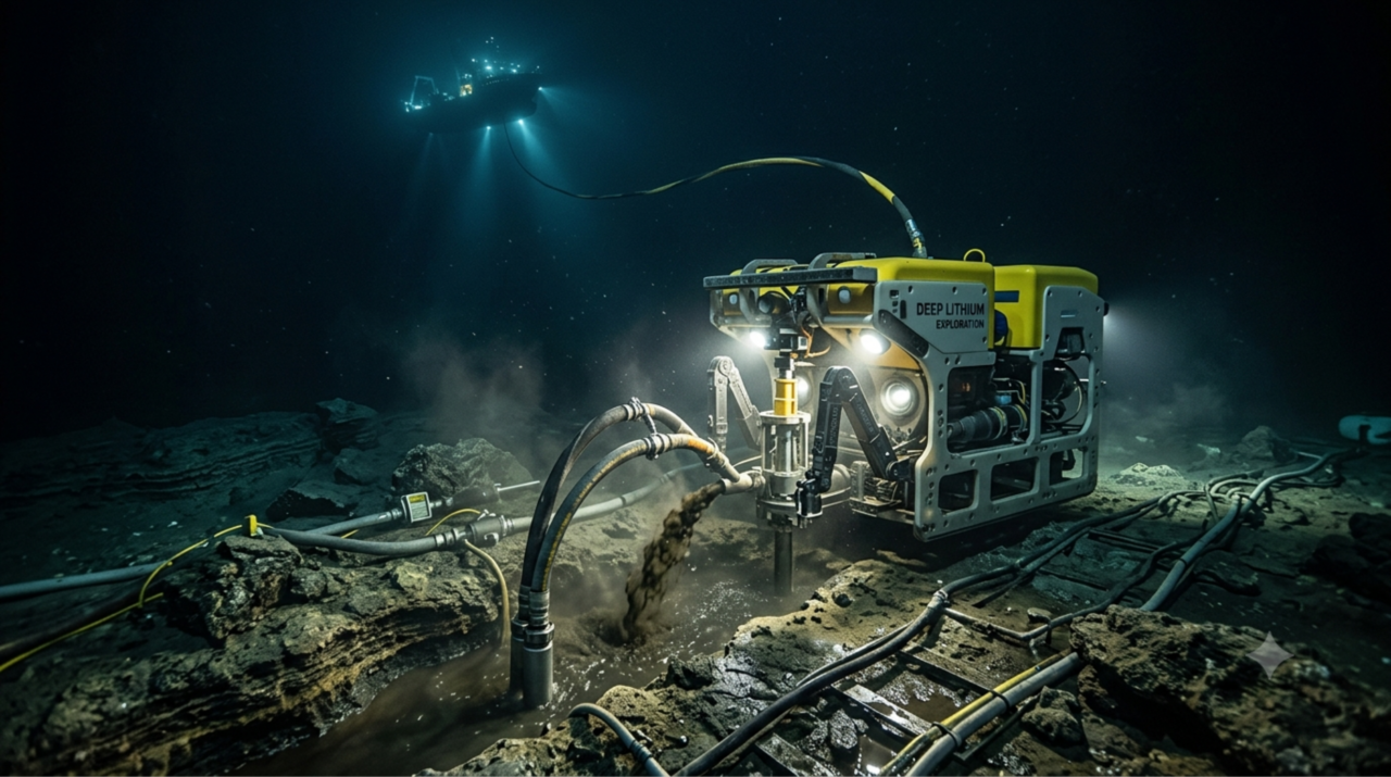 Foi encontrado a uma profundidade superior a 3.200 m, um depósito de lítio dissolvido em salmouras contendo 43.000.000 de toneladas desse material