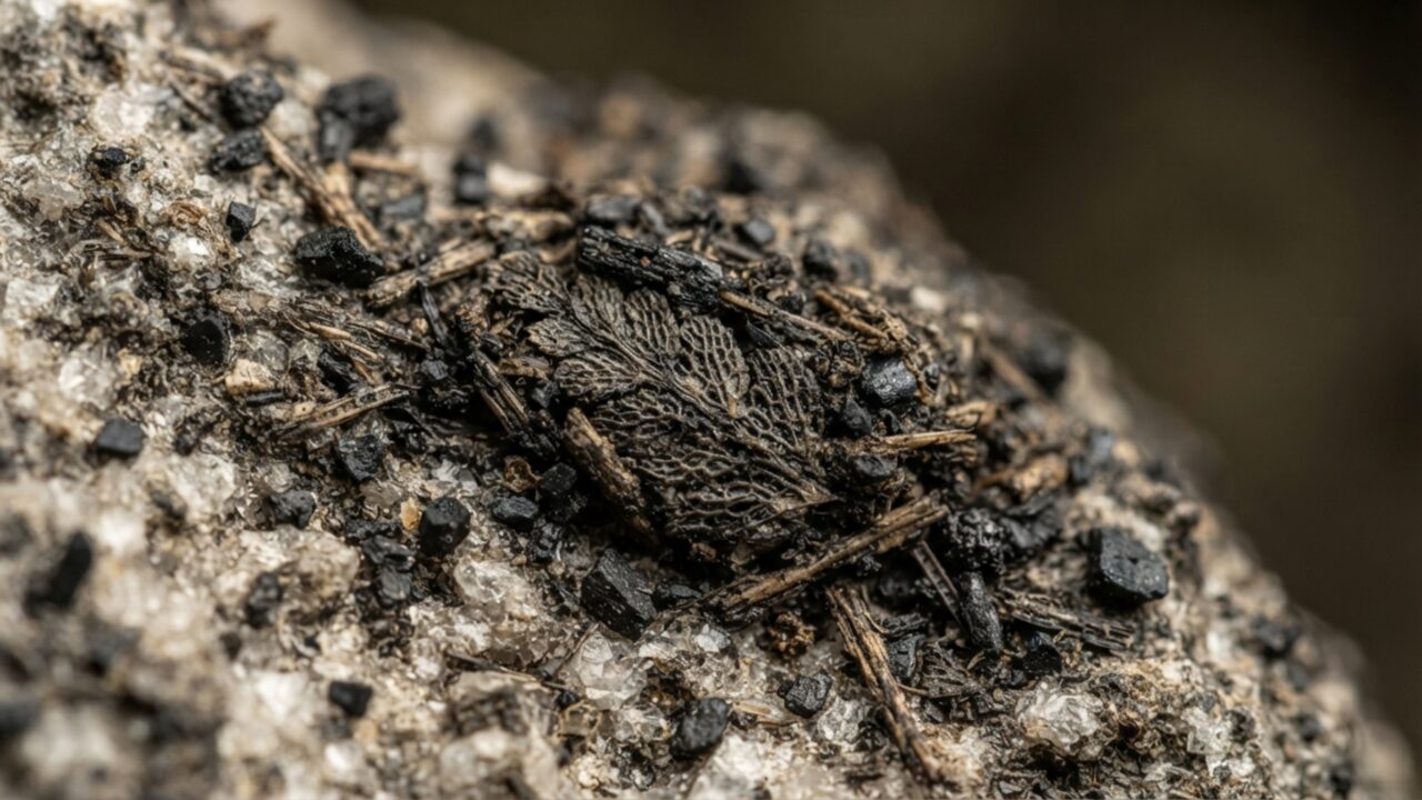 O estômago fossilizado de um dinossauro blindado preservou sua última refeição por mais de 110 milhões de anos, e carvão entre as samambaias mostrou que ele pastava numa área recém-queimada