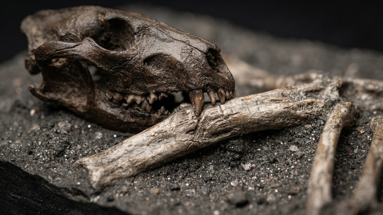 Um fóssil de 125 milhões de anos preservou um mamífero atacando um dinossauro com três vezes sua massa porque um fluxo vulcânico enterrou os dois durante a luta