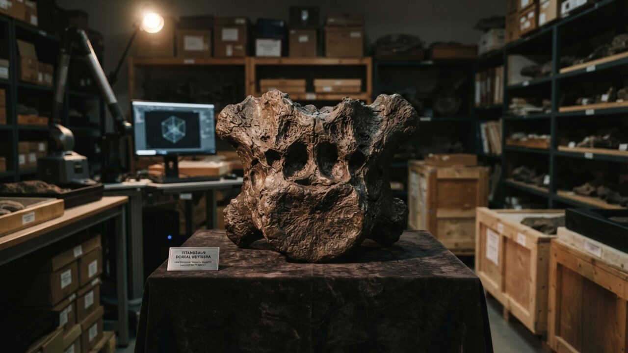 Expedição recolhe um pequeno pedaço de osso congelado, guarda a peça durante quatro décadas e só depois descobre que era parte de um dinossauro de 6 a 7 metros