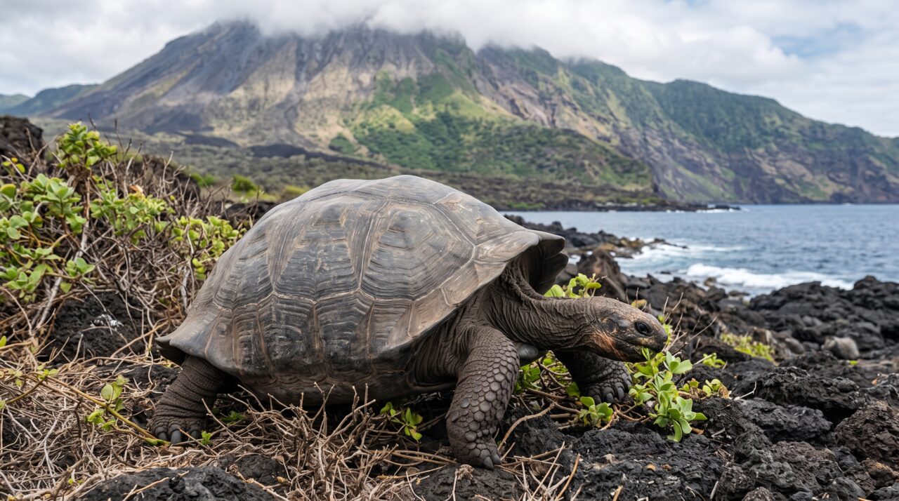 Reaparecimento da tartaruga-gigante-de-fernandina após mais de um século extinta.