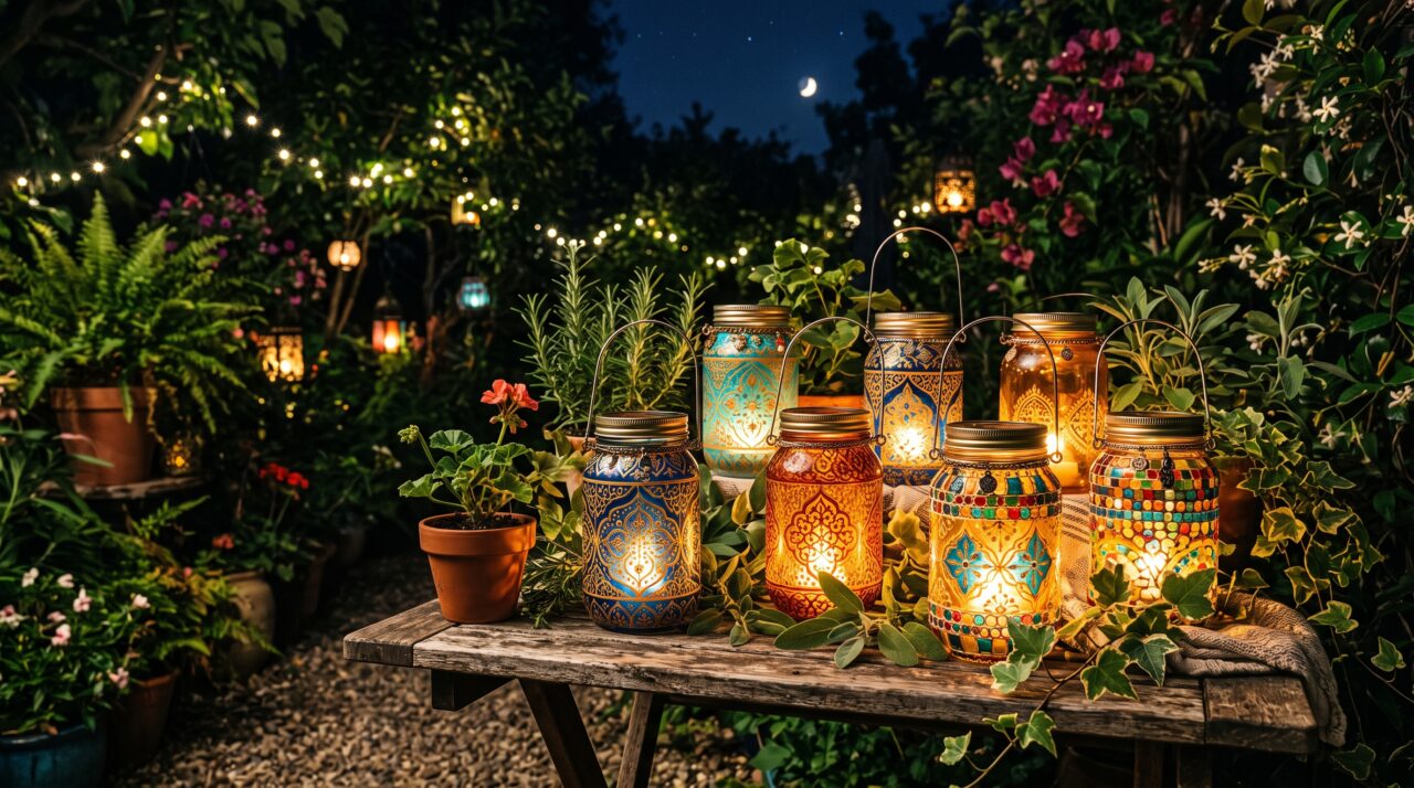 Como transformar potes de maionese vazios em lanternas decorativas estilo marroquino para o jardim.