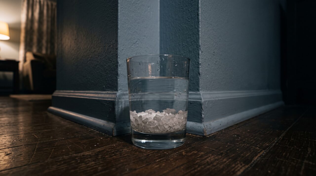 Colocar um copo com água e sal grosso no canto da sala à noite: o que acontece com a umidade e a atmosfera do ambiente enquanto você dorme