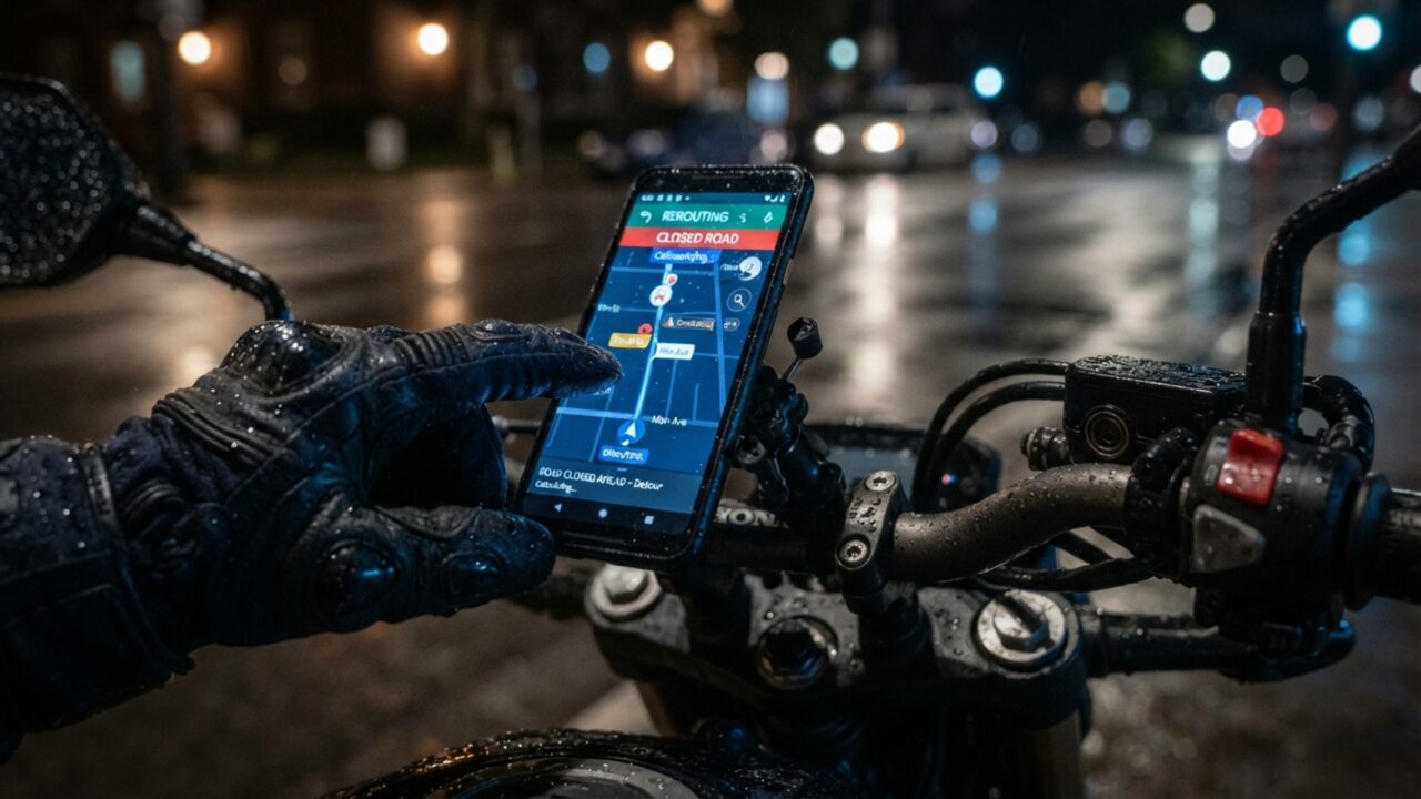 Motoboy começa a fazer um desvio de quatro quilômetros toda noite para acompanhar uma colega num trecho sem iluminação, até que uma obra fecha a rua e os dois precisam criar uma nova rota