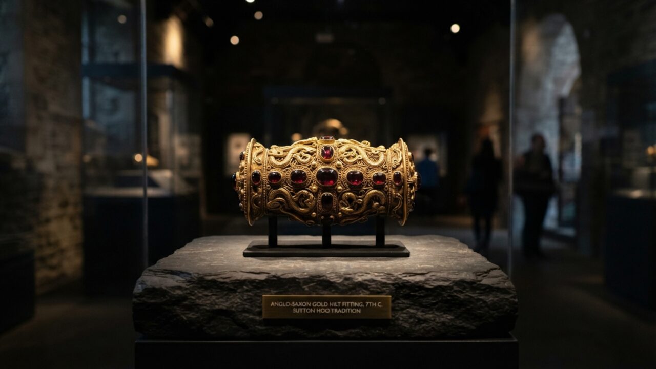 Fazendeiro passa o arado por um terreno e espalha sem perceber centenas de objetos enterrados, até um detectorista encontrar ouro e revelar um dos maiores tesouros anglo-saxões já descobertos