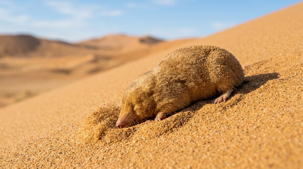 O comportamento de mergulho da Eremitalpa granti para captação de vibrações na areia