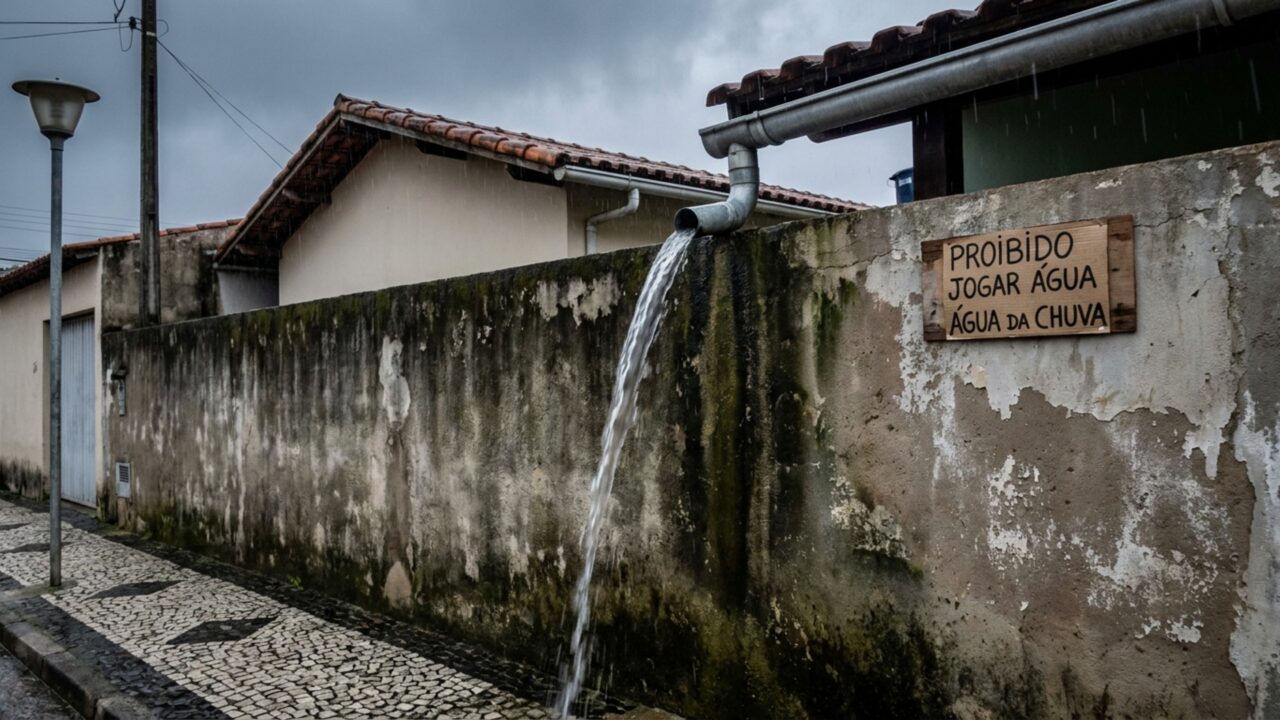 Vizinho muda o telhado durante reforma, direciona toda a água da chuva para o terreno ao lado e diz que não precisa pagar pelo muro que começou a apresentar infiltrações