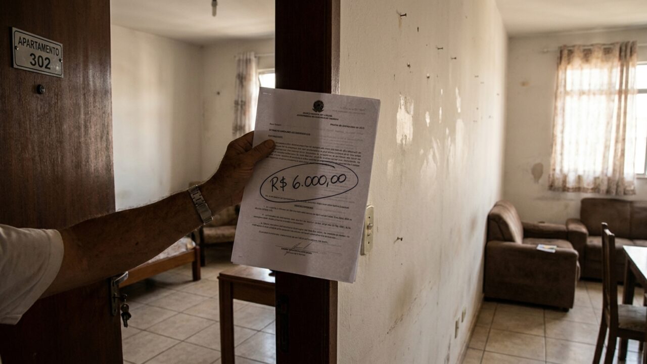 Família devolve apartamento depois de 5 anos pagando tudo em dia, mas proprietário retém caução de R$ 6 mil por marcas nas paredes e se recusa a apresentar orçamento dos reparos