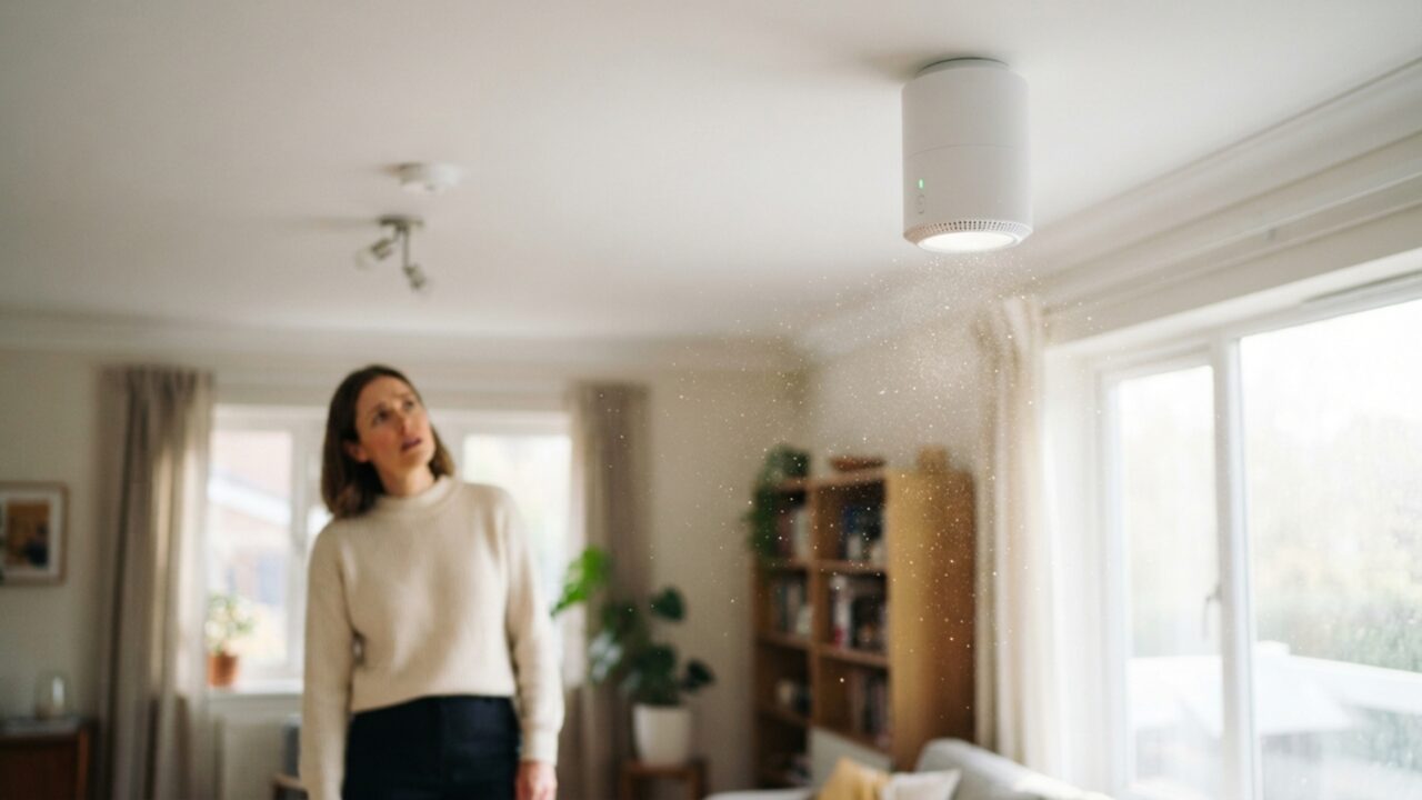 Adeus poeira nos móveis: ionizador de teto neutraliza partículas em suspensão e faz a sujeira cair direto no chão para varredura rápida