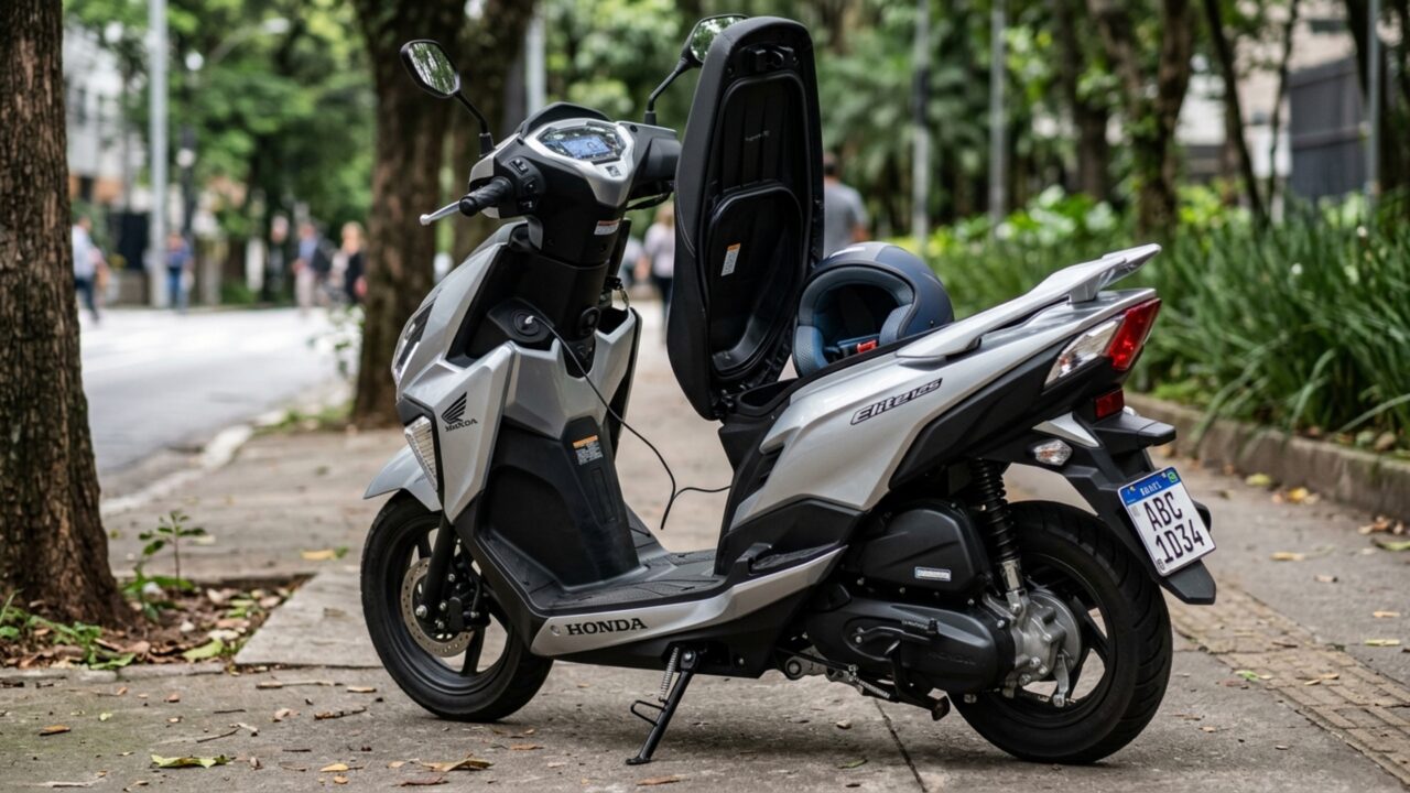 Apenas 100 kg, câmbio automático e tanque de 5,3 litros formam a receita da scooter urbana vendida por R$ 14.440