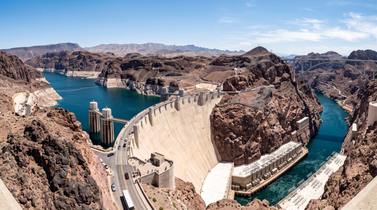 Uma barragem tão monstruosa no meio do deserto que o volume de concreto utilizado em sua fundação seria suficiente para pavimentar uma rodovia de duas pistas atravessando o país de ponta a ponta