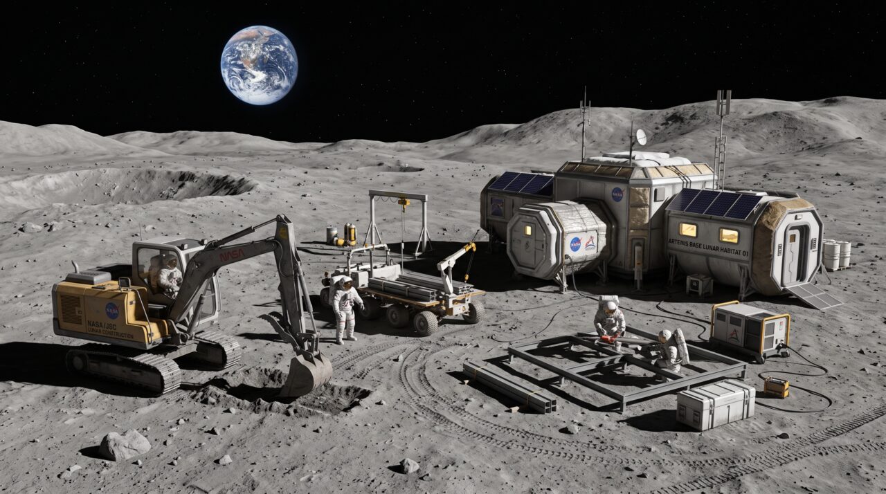 O investimento da NASA em empresas privadas para enviar materiais e tecnologia de construção para a Lua.