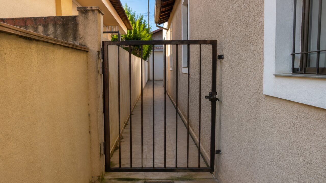 Vizinho exige retirada de portão depois que medição mostra que estrutura ocupa 19 centímetros de corredor utilizado pelas duas casas
