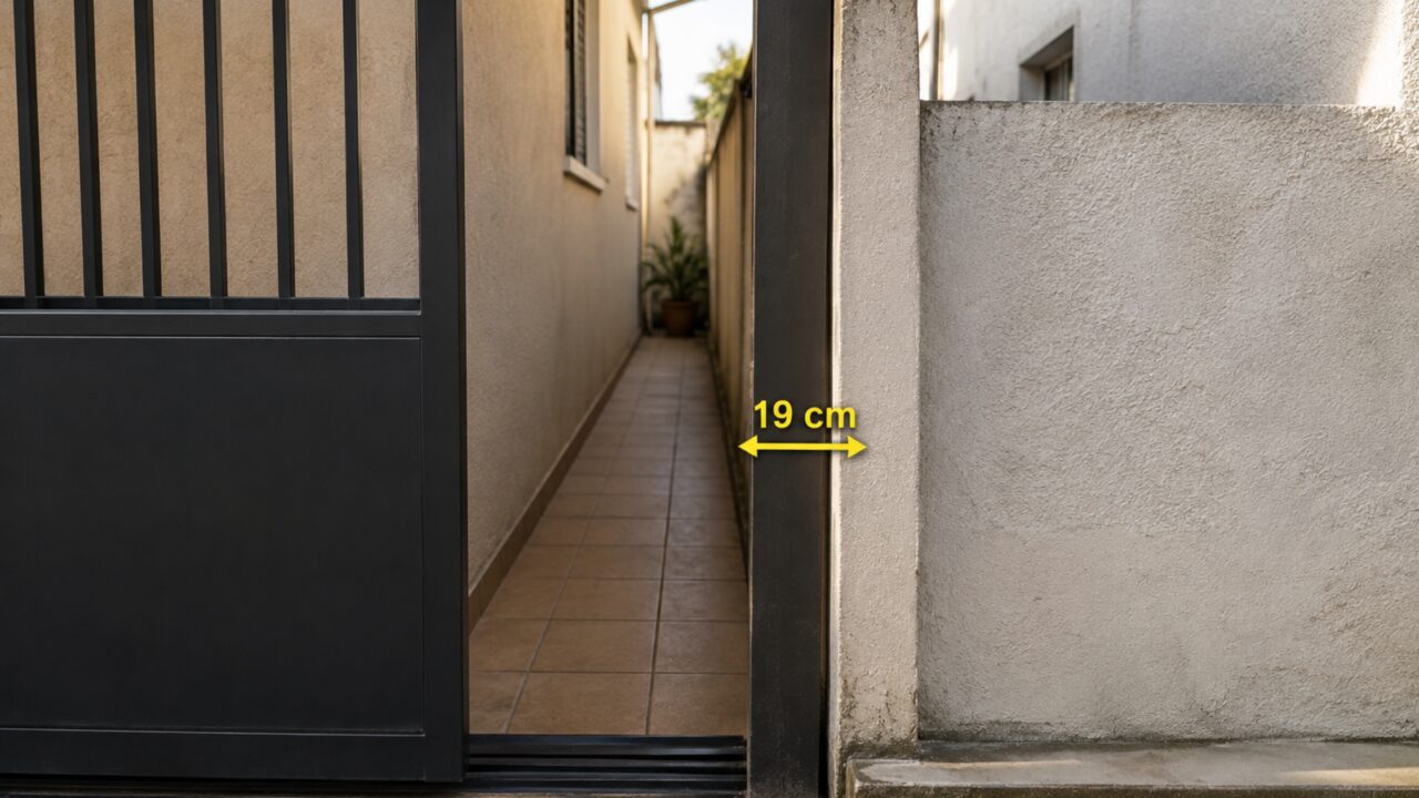 Vizinho exige retirada de portão depois que medição mostra que estrutura ocupa 19 centímetros de corredor utilizado pelas duas casas