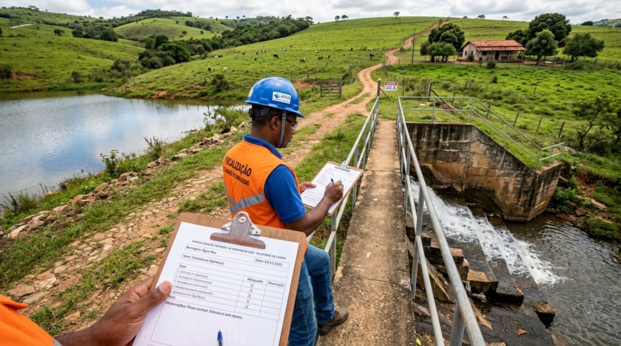 Família mantinha pequeno açude há décadas para dar água aos animais, fiscalização descobre a barragem e determina sua regularização