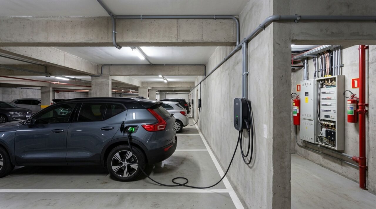 Síndico autoriza morador a instalar carregador para carro elétrico na garagem e vizinhos percebem depois que a fiação passa pela área comum sem aprovação em assembleia