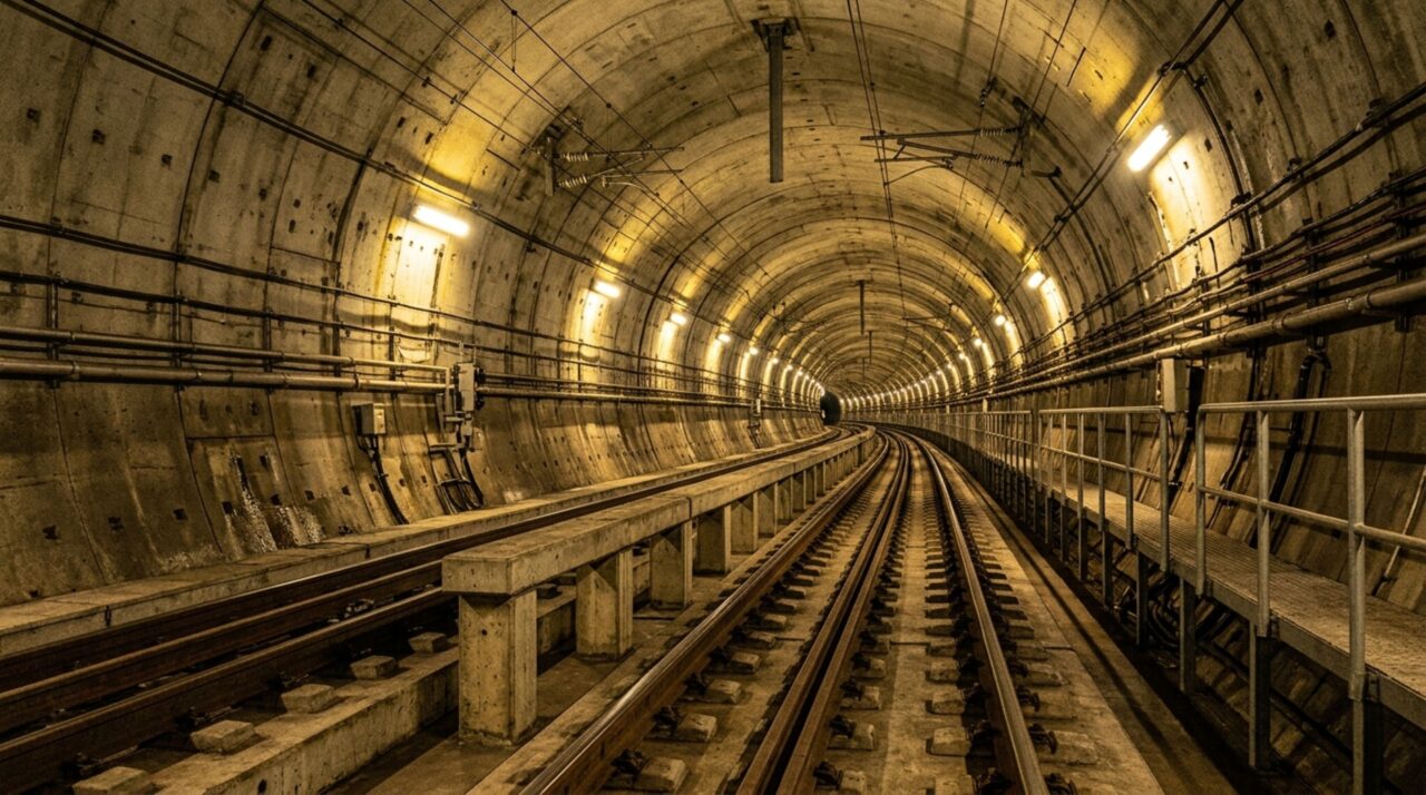 A engenharia subterrânea que suporta a passagem de trens a centenas de metros sob o mar