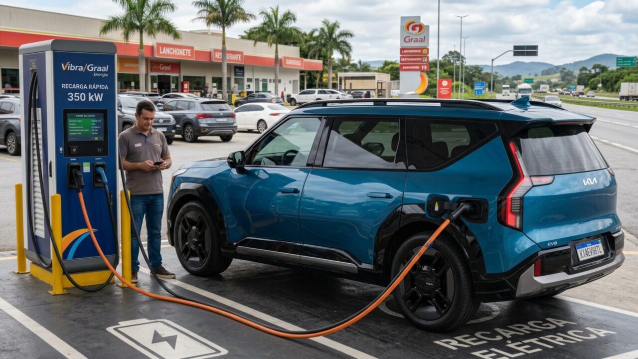 Sete lugares, 385 cv, tração integral e 434 km de autonomia formam o pacote do SUV elétrico familiar vendido por R$ 749.990