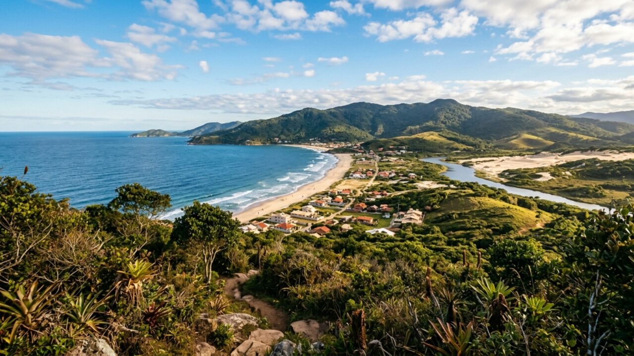 Cidade catarinense cercada por morros verdes mistura praias de surfe, lagoas, vilas de pescadores e trechos quase intocados mesmo perto de destinos muito movimentados