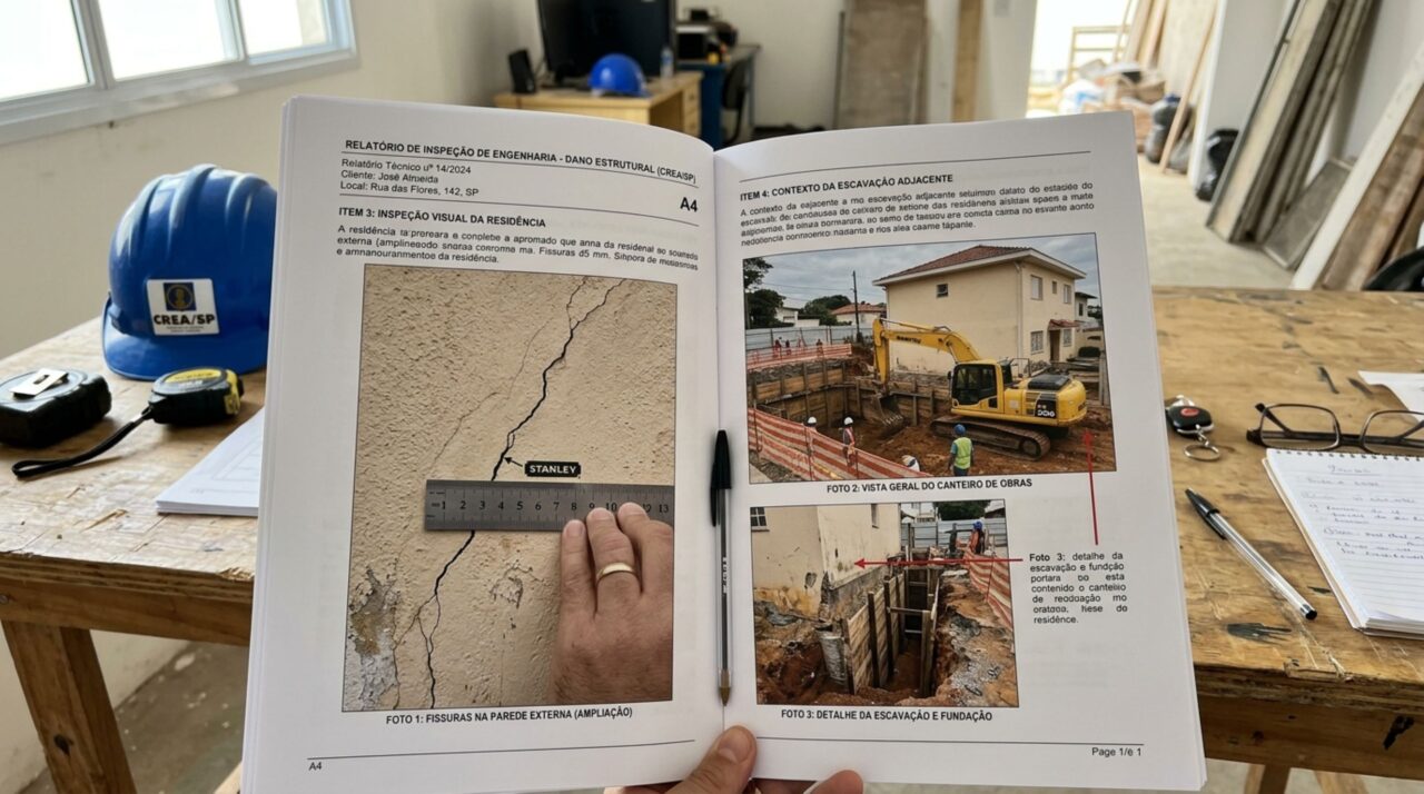 Morador passa uma semana fora, ao voltar, descobre rachaduras após vizinho escavar terreno ao lado para construir e exige que danos sejam reparados