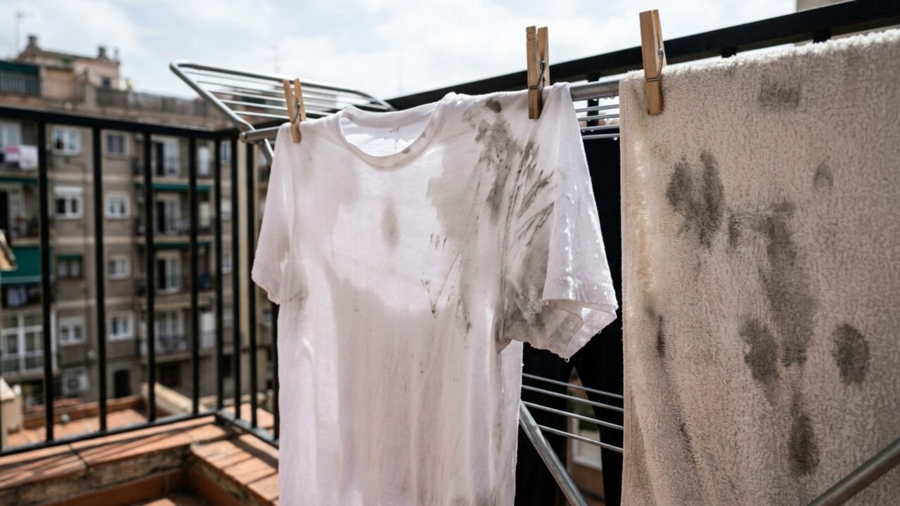 Apartamento superior instala máquina de lavar na varanda e água com sabão começa a cair diariamente sobre roupas estendidas no andar abaixo
