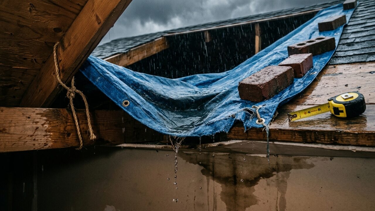 Pedreiro retira parte do telhado para reforma e chuva inesperada destrói forro, móveis e eletrodomésticos dentro da casa