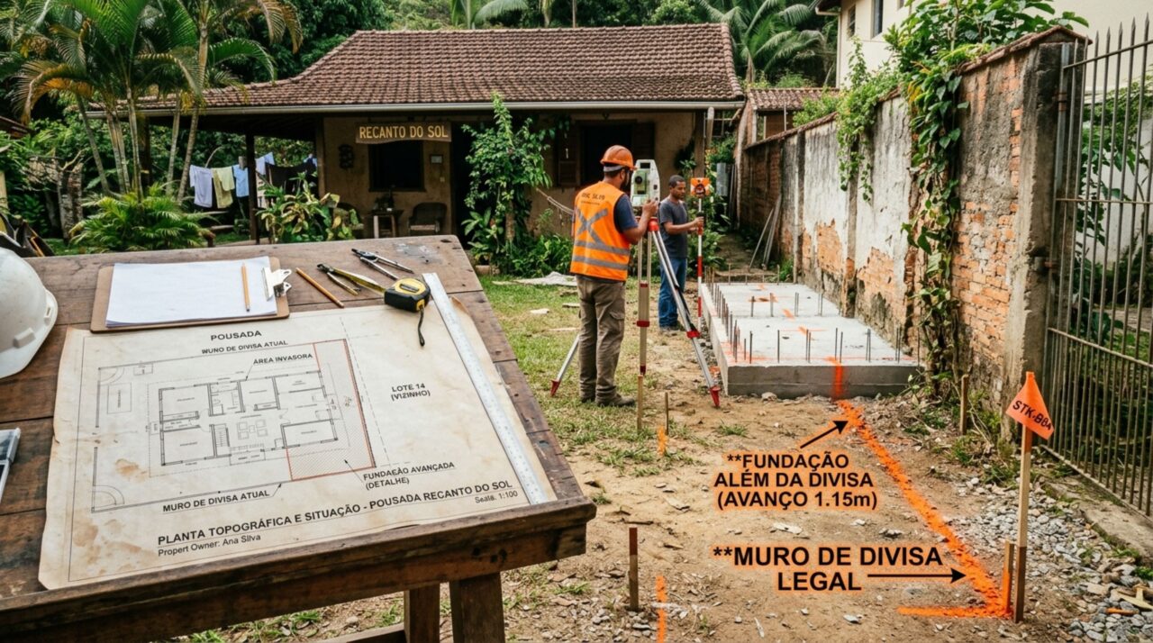 Casal constrói casa de hóspedes nos fundos e, ao regularizar a ampliação, descobre que um dos cômodos ultrapassa o limite registrado do lote