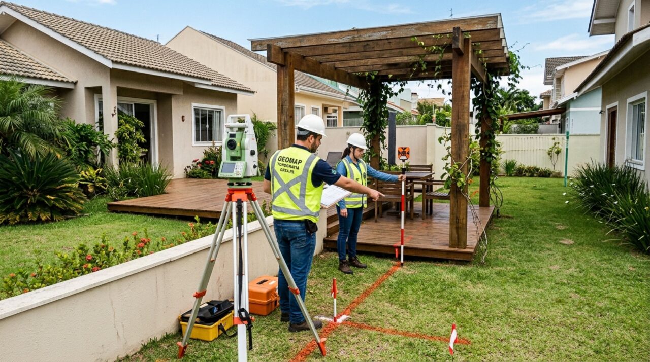 Família compra terreno, constrói deck e pergolado, avaliados em R$ 15 mil no quintal, e ao trocar a cerca, descobre que parte da área de lazer ficou no lote vizinho, família tenta negociar o uso parcial da propriedade ao lado