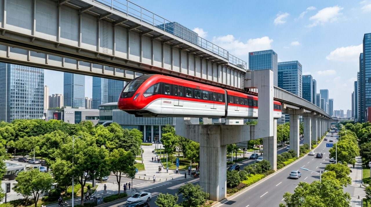 O trem misterioso que viaja pendurado sob trilhos suspensos e flutua com ímãs de terras raras sem encostar na pista