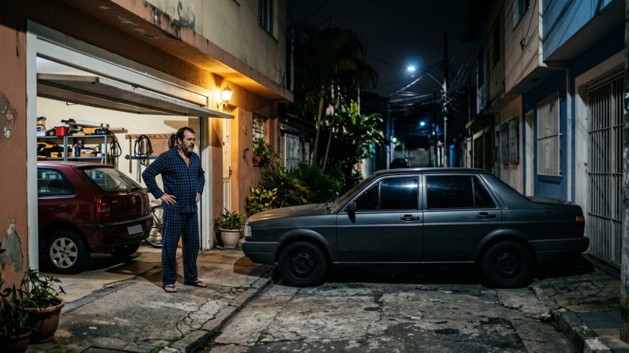 Família estaciona segundo carro em passagem compartilhada e impede vizinho de retirar veículo da própria garagem durante a madrugada