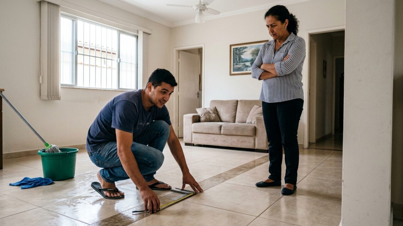 Família compra 80 metros de piso e percebe diferença de cor somente depois que todo o material já estava instalado