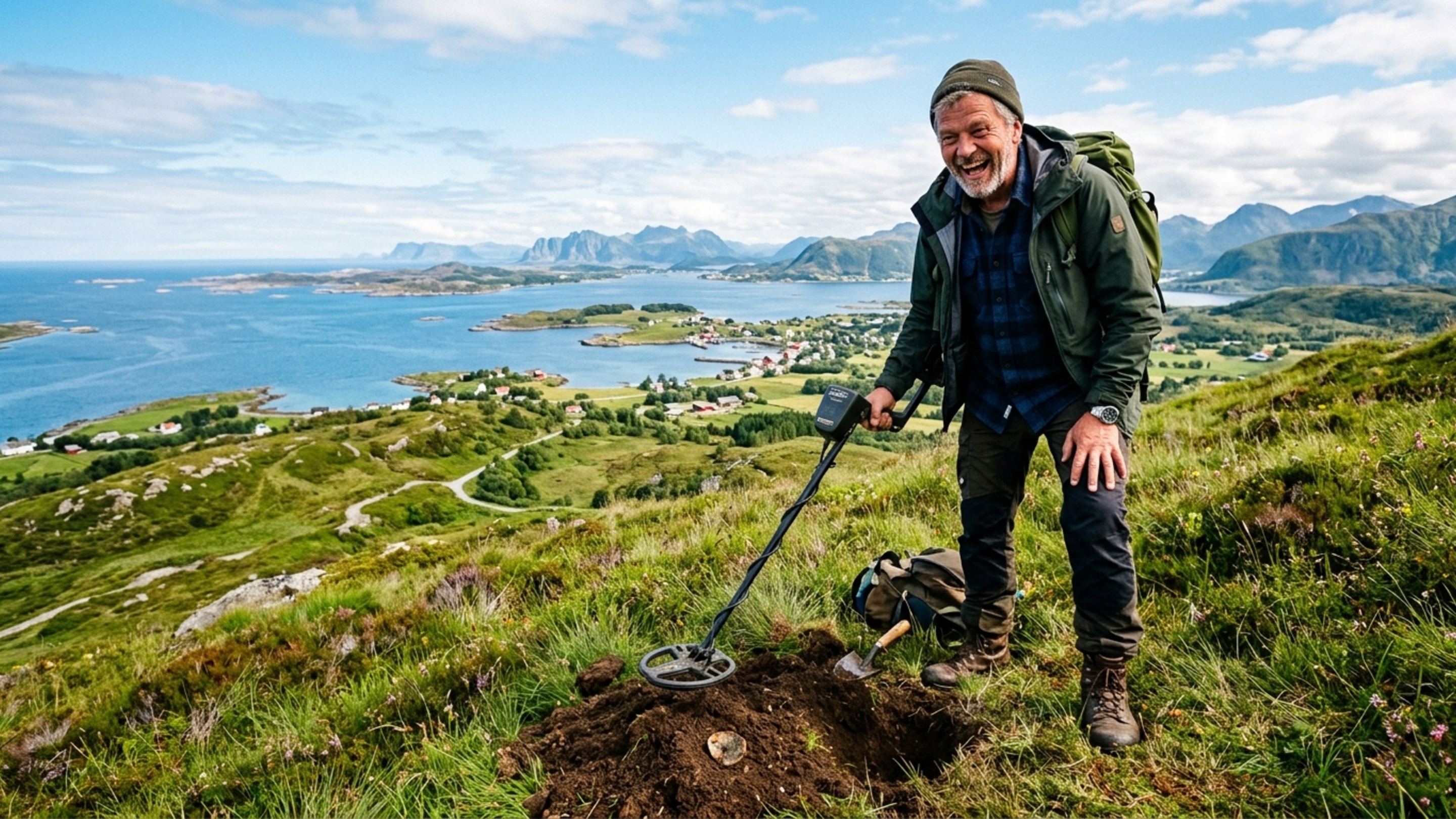 Um homem comprou seu primeiro detector de metais para sair do sofá, ouviu o aparelho apitar numa ilha e encontrou 9 pingentes, 3 anéis e 10 contas de ouro enterrados havia 1.500 anos