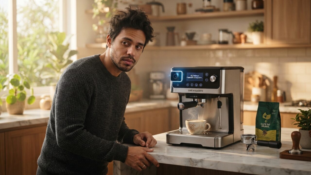 Nem botão, nem comando de voz: a cafeteira que faz a leitura facial da sua expressão de sono pela manhã e decide, sem te perguntar, a quantidade de cafeína extra na sua xícara