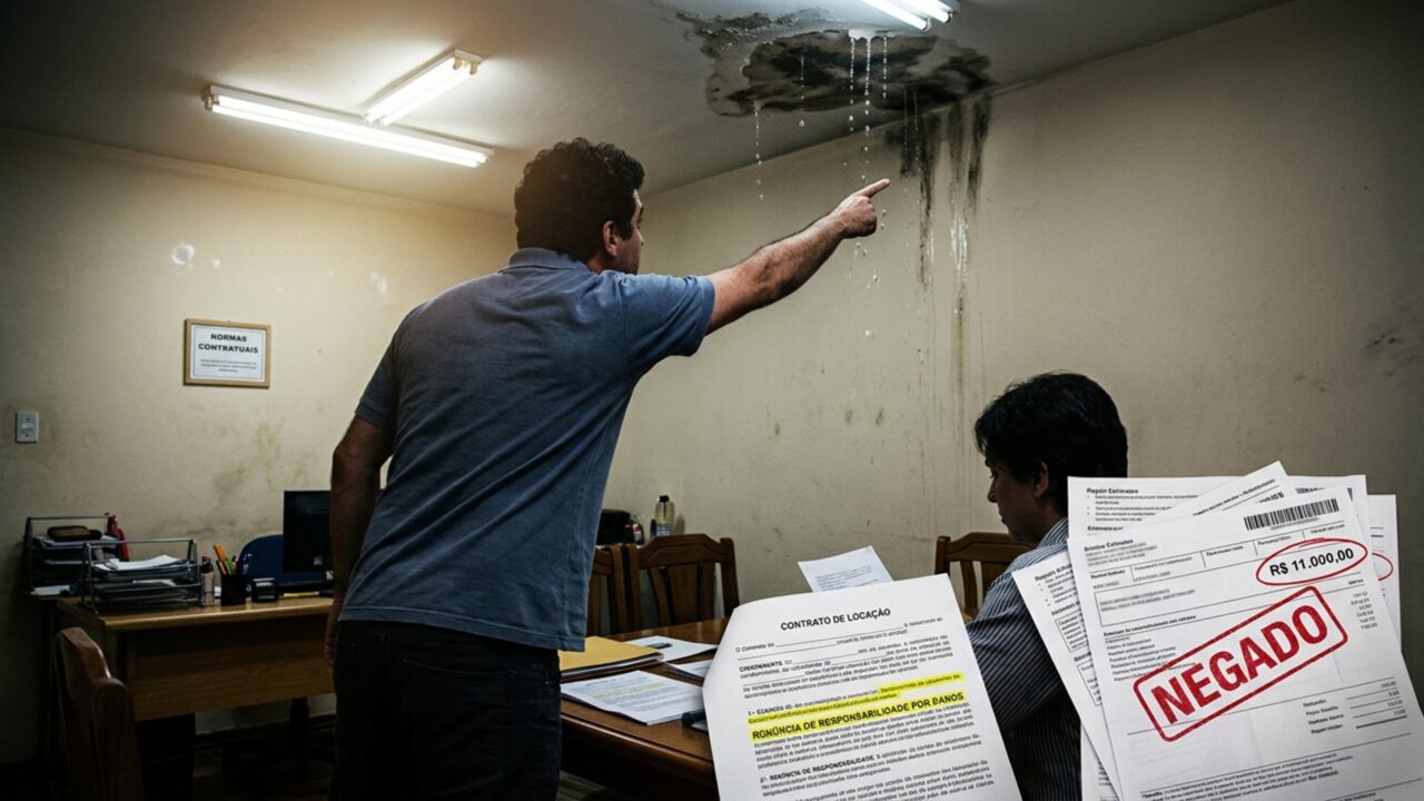 Inquilino gasta R$ 11 mil para conter infiltração ignorada pelo proprietário e na saída encontra cláusula que pode deixá-lo sem qualquer reembolso