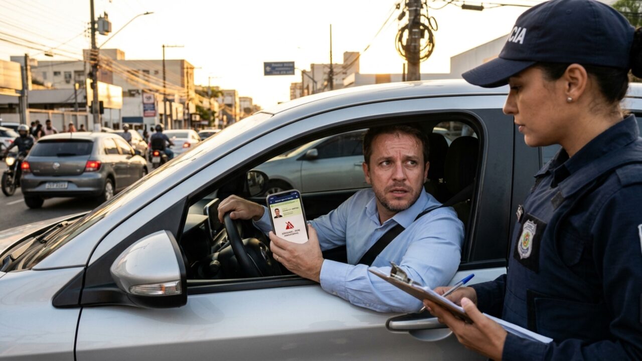 Motorista é parado em blitz, apresenta CNH digital normalmente e agente questiona documento porque celular fica sem internet durante fiscalização
