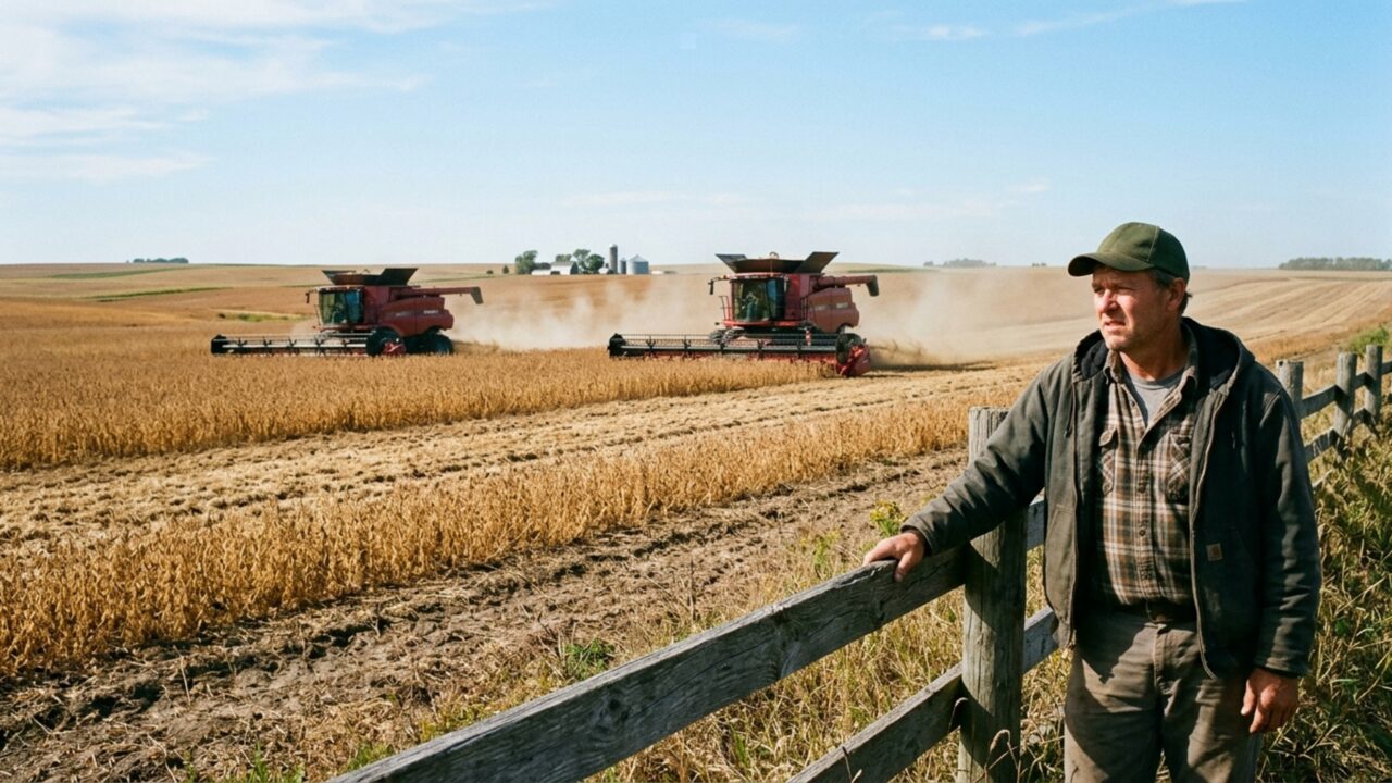 Agricultor chega para iniciar colheita de 22 hectares e encontra antigo arrendatário retirando os grãos com duas máquinas