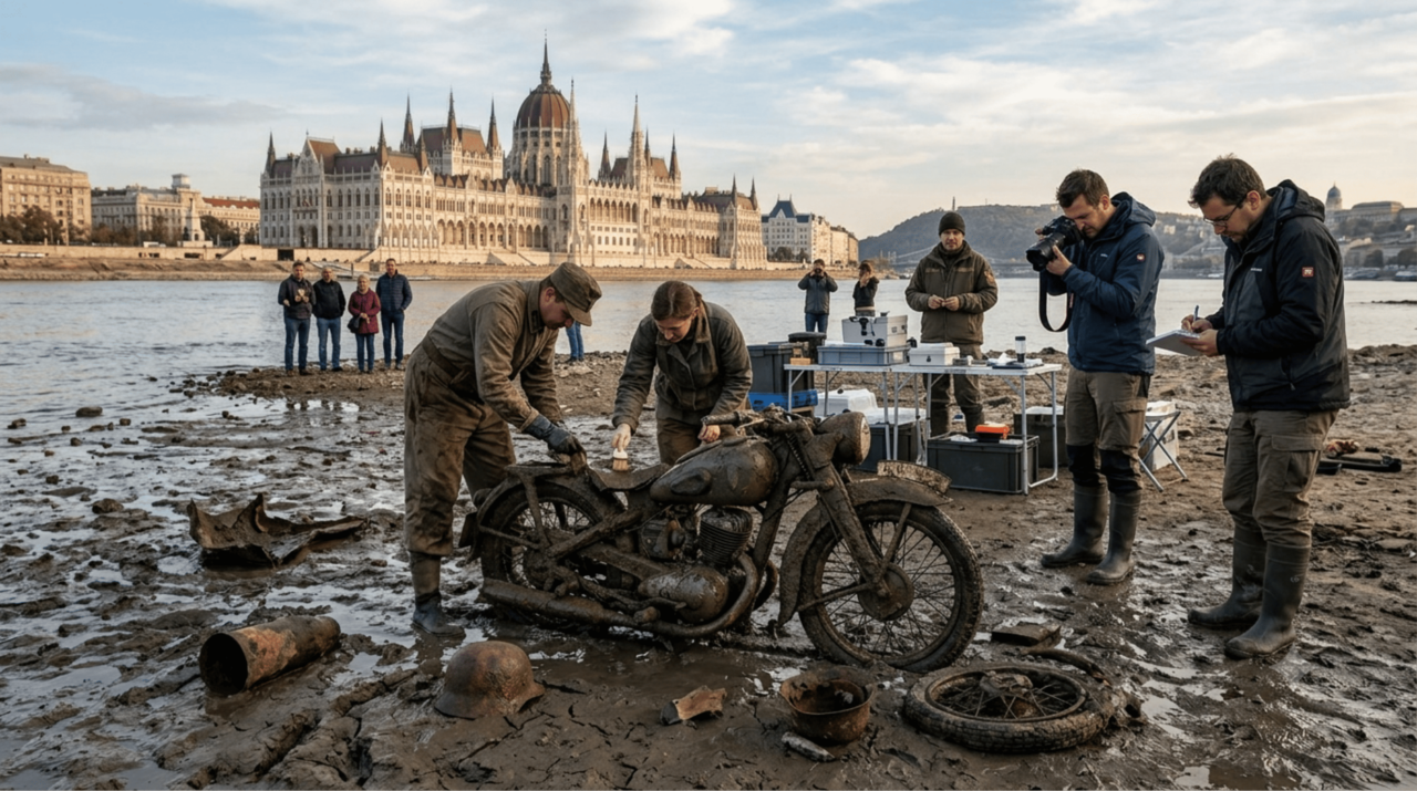 Maré baixa do Danúbio: uma motocicleta da Wehrmacht foi descoberta no fundo do rio