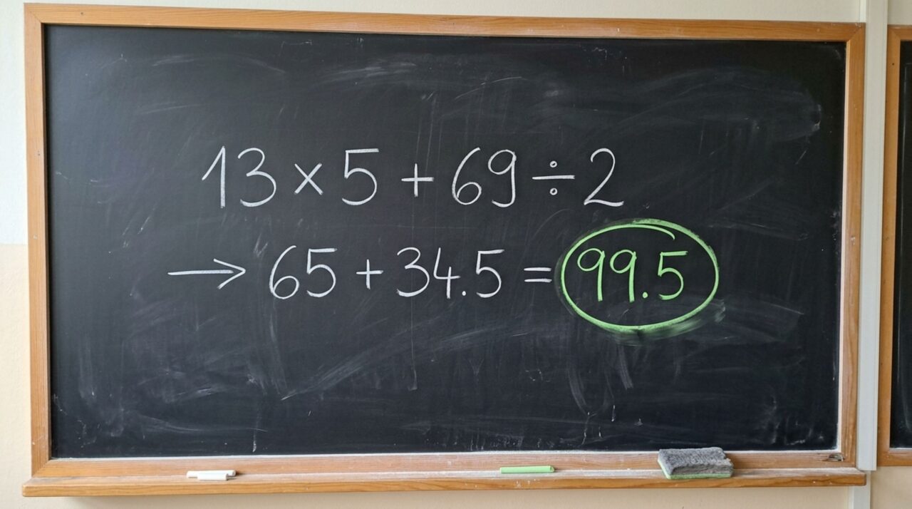 Você consegue resolver √169 x 5 + 69 ÷ 2 de cabeça?