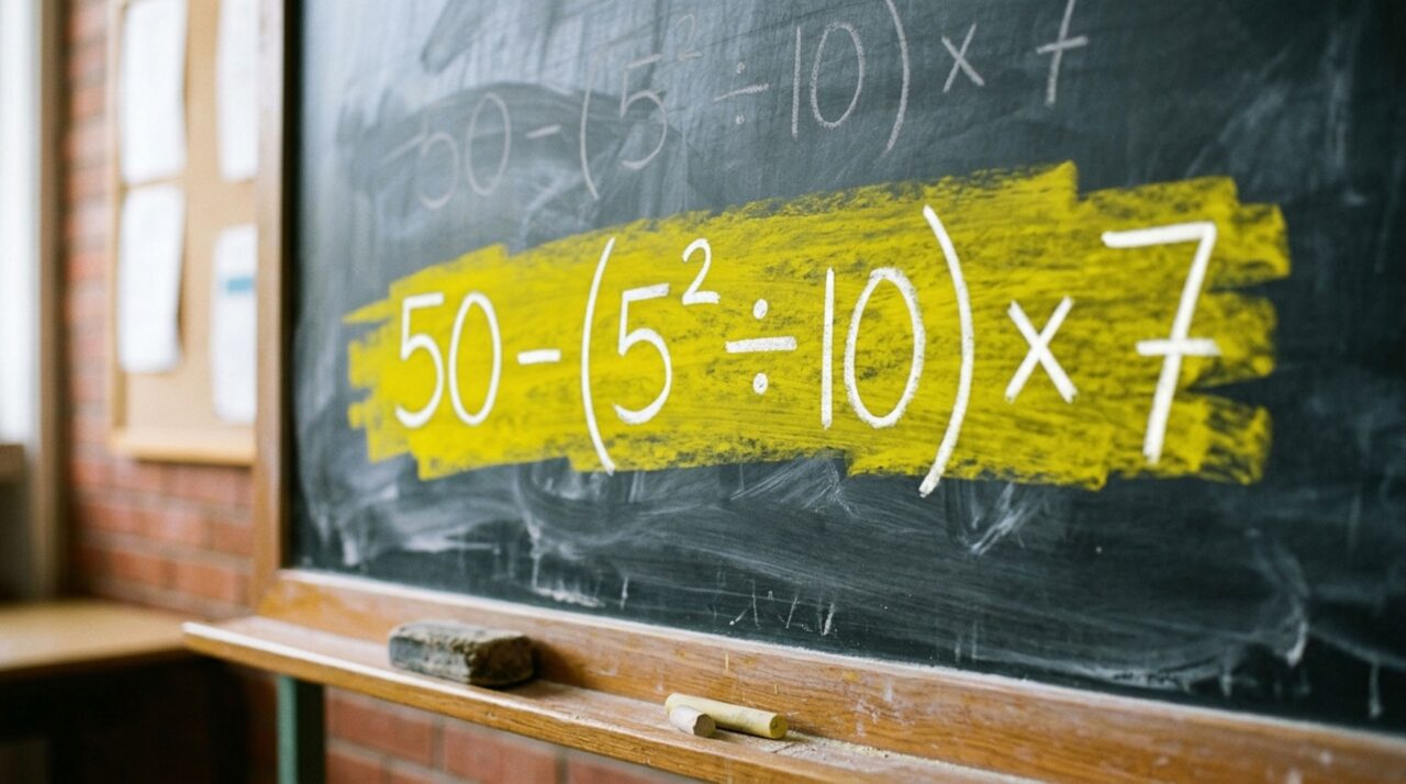 Você consegue resolver 50 – (5² ÷ 10) x 7 em menos de 35 segundos?